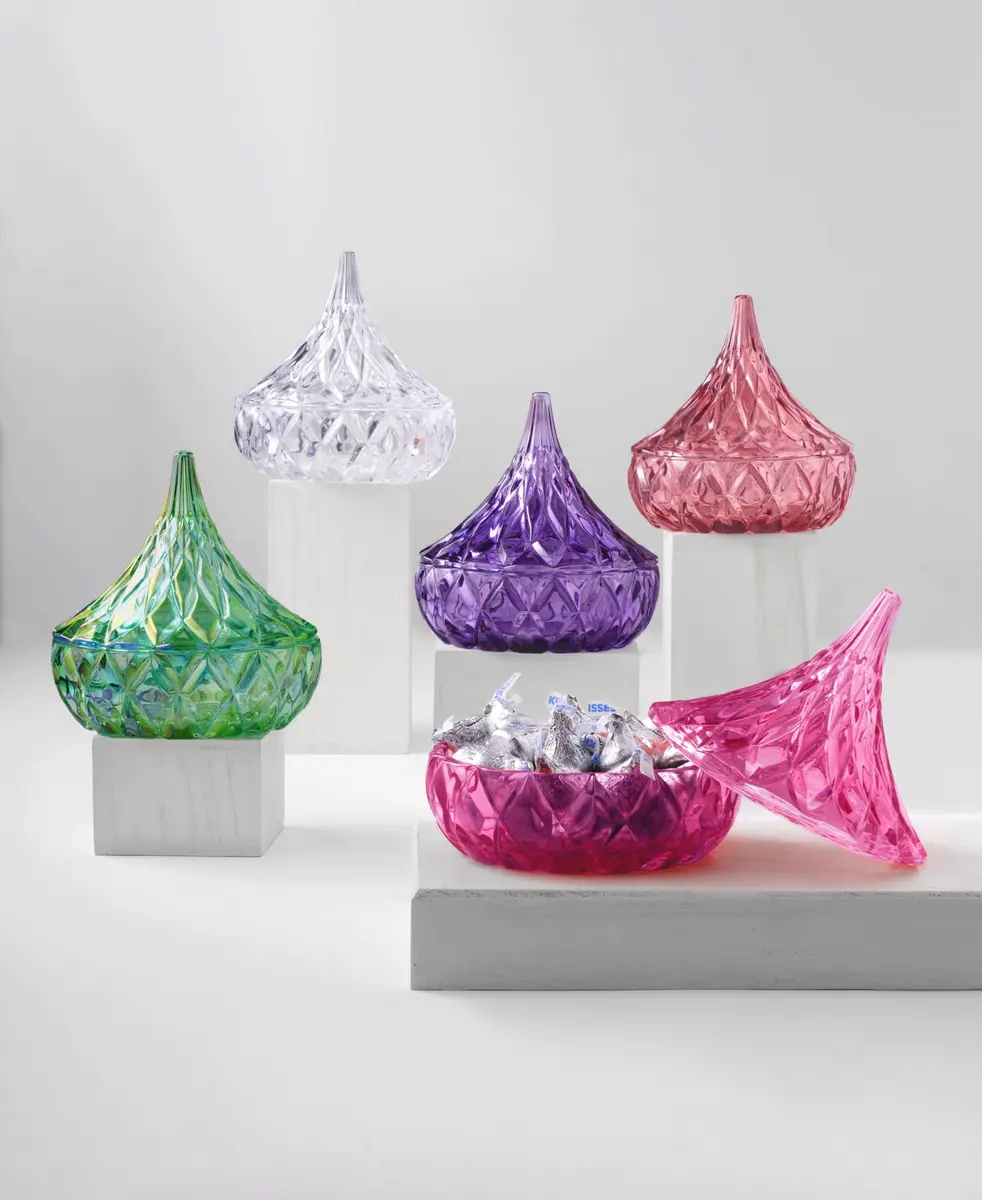 Godinger Hershey Kiss Shaped Crystal Candy Dish with Lid | 5L (1.69 Gallon) Capacity - view 3