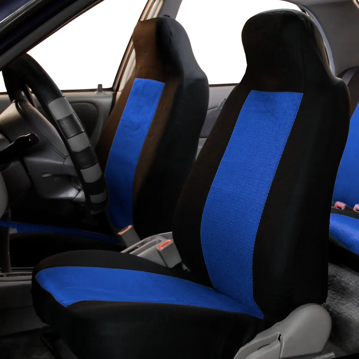 FH Group Blue High Back Cloth Car Seat Covers - Universal Fit Front Seats, Polyester, Waterproof, Washer Friendly, for Cars, Trucks, SUVs | Waterproof & Washable - view 2