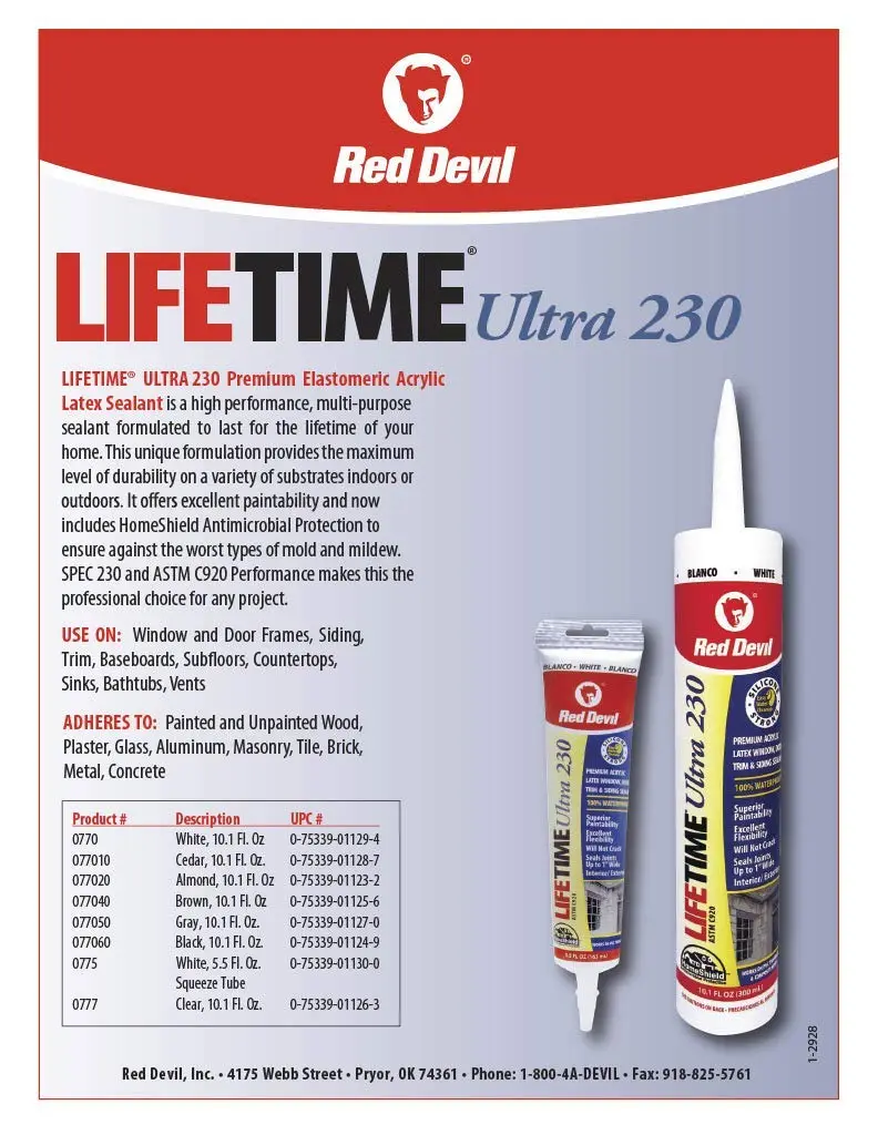 Red Devil Lifetime Ultra Premium Elastomeric Acrylic Latex Sealant 286ml (10.1 oz.) Gray | Superior Adhesion & Flexibility - view 3