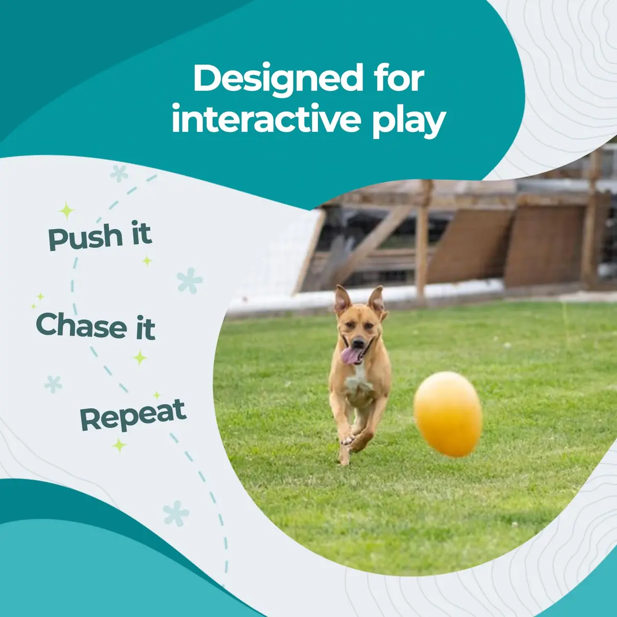 Jolly Pets Jolly Egg Herding Dog Toy, 12 inch (30.48 cm) Yellow, Large | Unpredictable Chase for Active Dogs - view 3