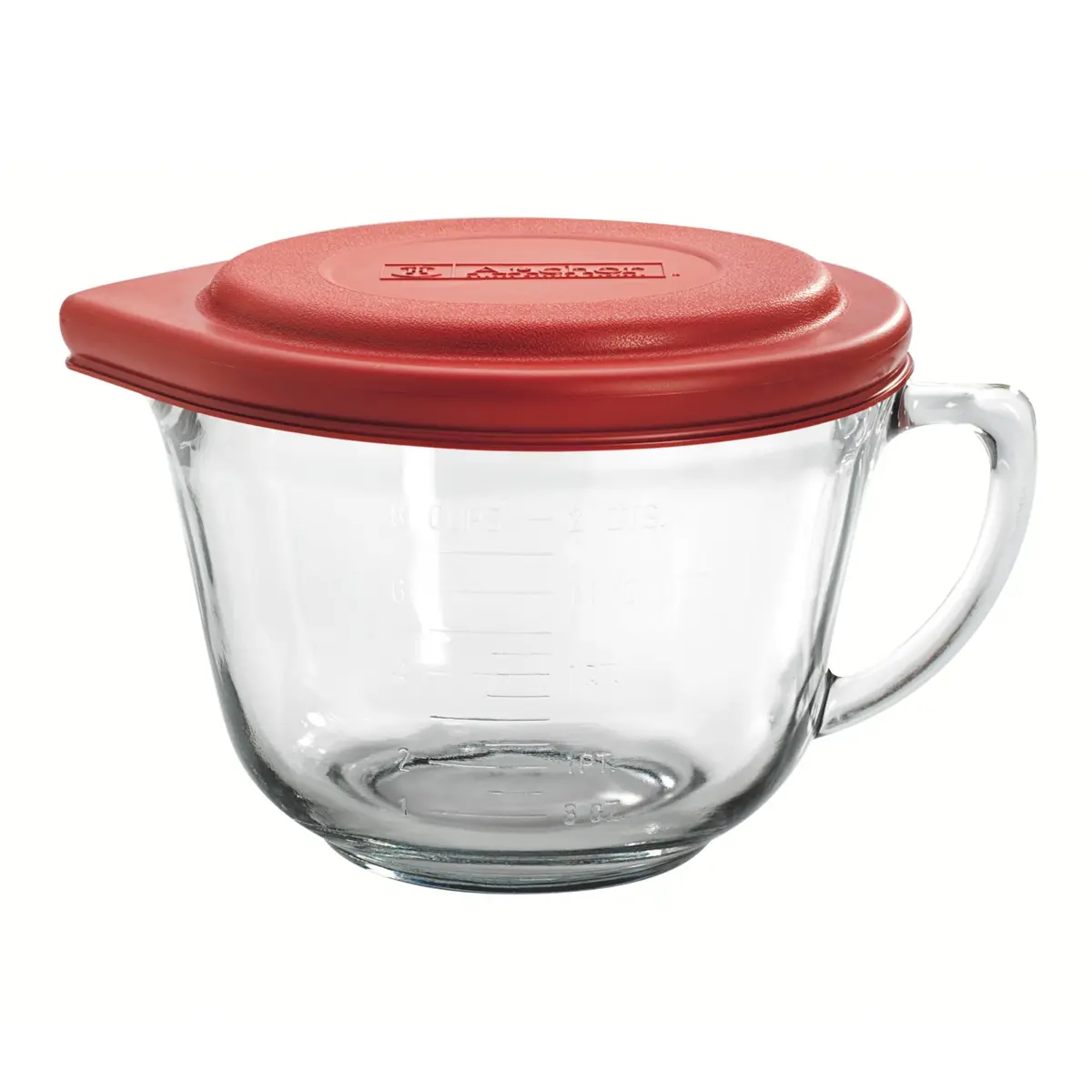 Anchor Hocking Batter Bowl 2 Quart Glass Mixing Bowl with Red Lid | Durable, Recyclable & Made in USA - main product image