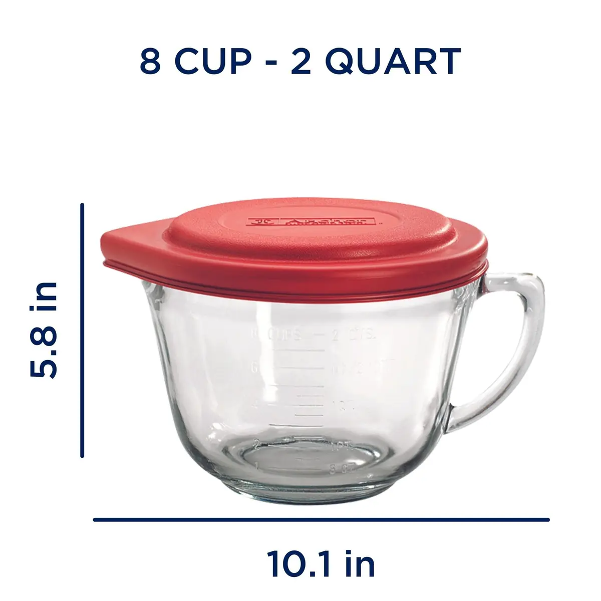 Anchor Hocking Batter Bowl 2 Quart Glass Mixing Bowl with Red Lid | Durable, Recyclable & Made in USA - view 2