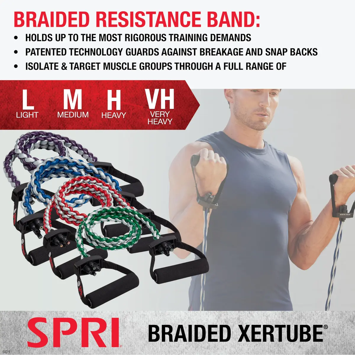SPRI Braided Xertube Resistance Band Heavy - Blue | Full-Body Workout Tool for All Fitness Levels - view 2