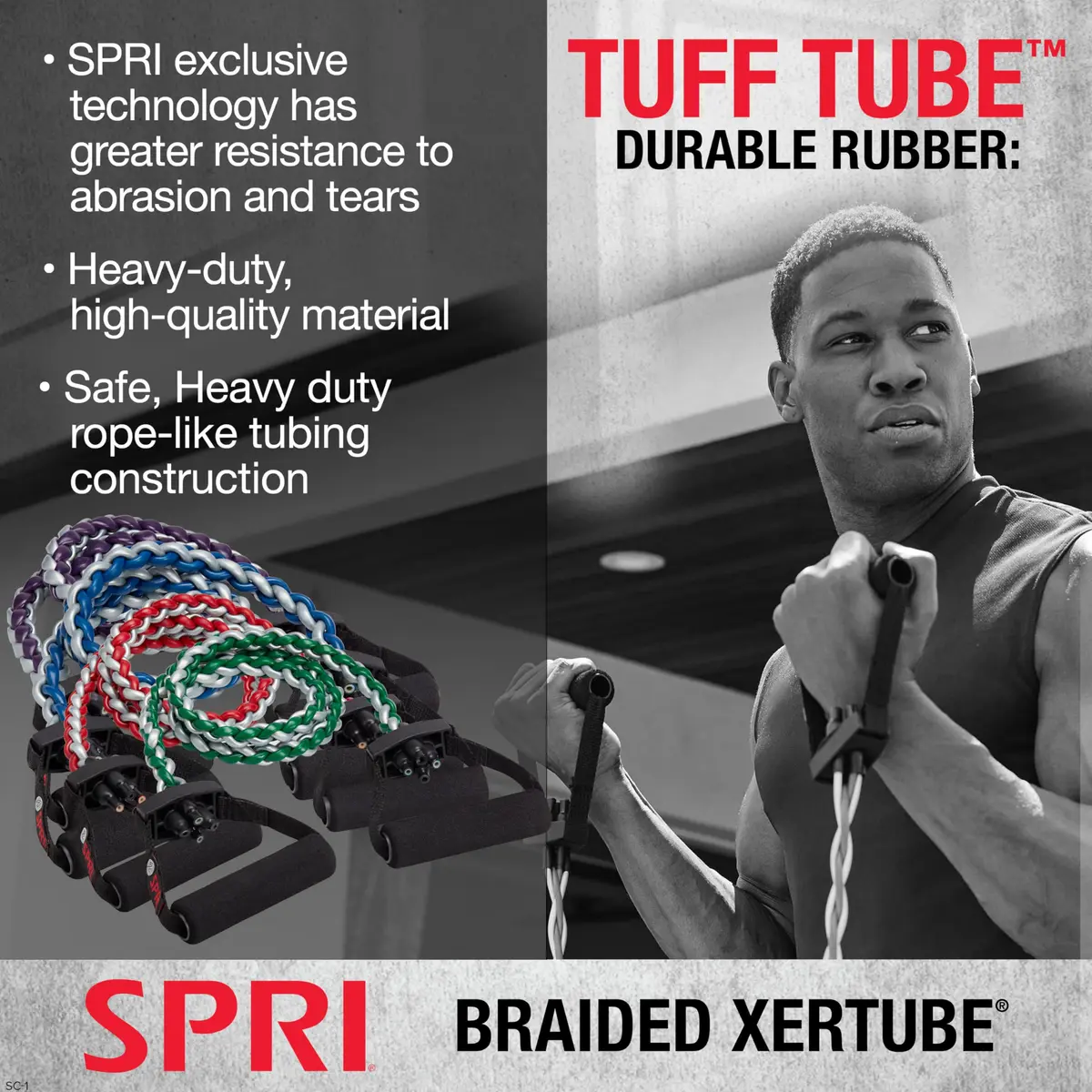 SPRI Braided Xertube Resistance Band Light - Green | Durable Rubber, Portable & Versatile for Fitness & Therapy - view 3