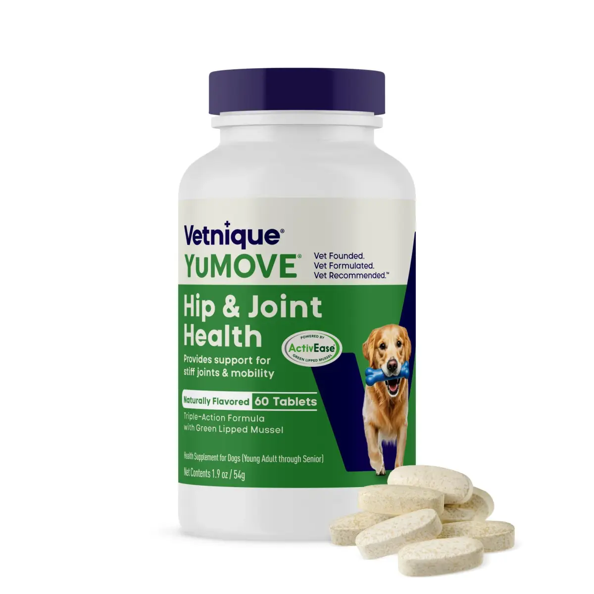 YuMOVE Dog Hip & Joint Supplement Regular Strength 60 Chewable Tablets | Vet-Formulated with ActivEase Green Lipped Mussel - main product image