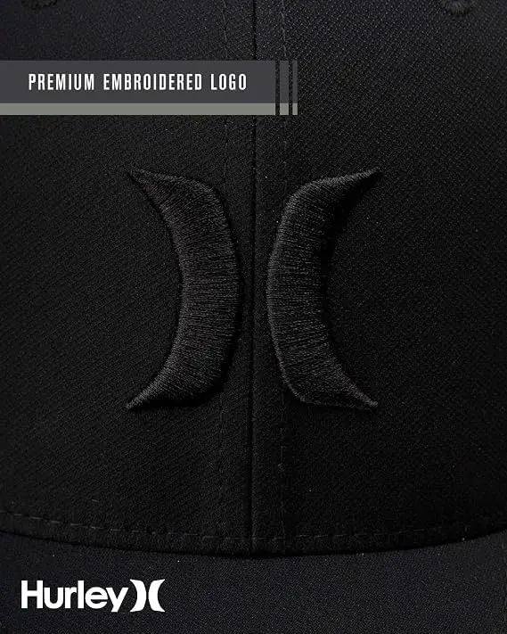Hurley Men's One and Only Black Flexfit Hat | Fitted Baseball Cap for Men in Large-X-Large - view 10