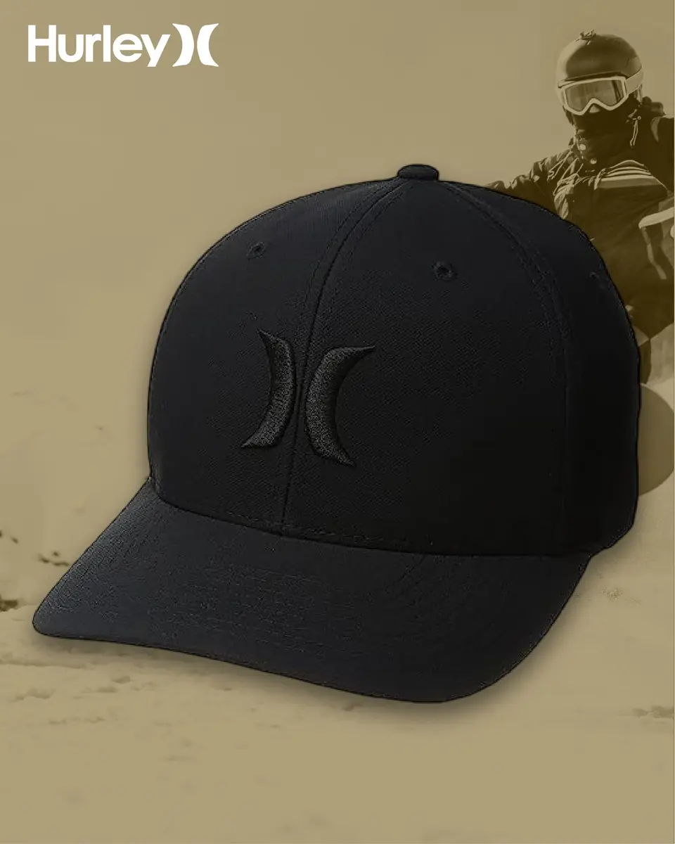 Hurley Men's One and Only Black Flexfit Hat | Fitted Baseball Cap for Men in Large-X-Large - view 11