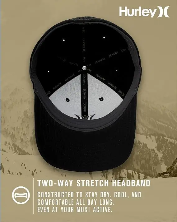 Hurley Men's One and Only Black Flexfit Hat | Fitted Baseball Cap for Men in Large-X-Large - view 4