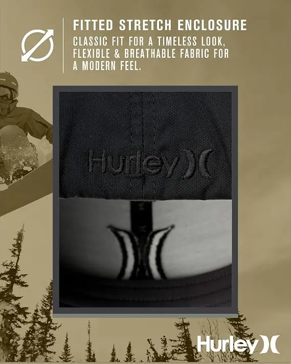 Hurley Men's One and Only Black Flexfit Hat | Fitted Baseball Cap for Men in Large-X-Large - view 8