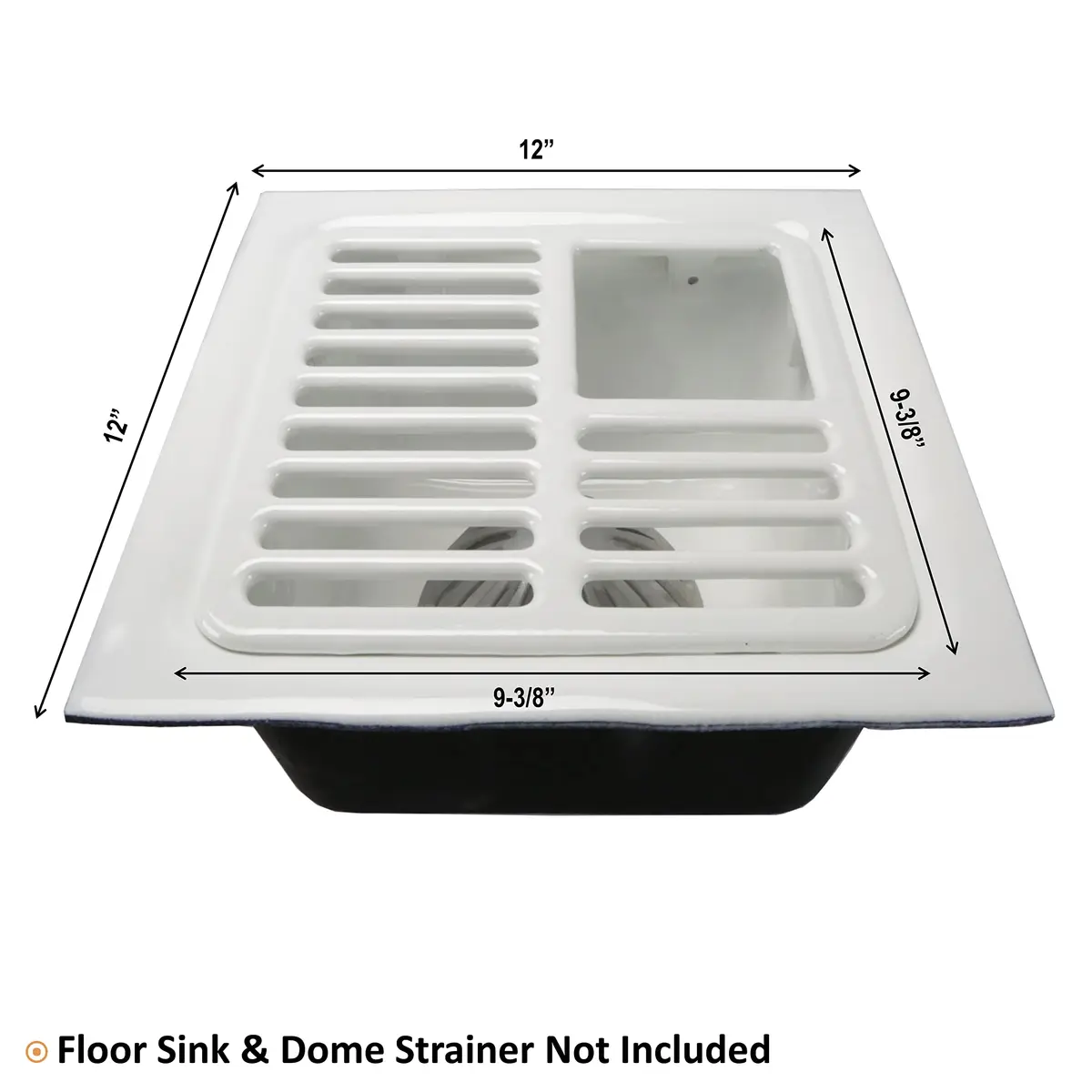 GSW Cast Iron Porcelain Floor Sink Top Grate with Ceramic Surface 9-⅜” x 9-⅜” | Perfect for Restaurant & Bar - view 5