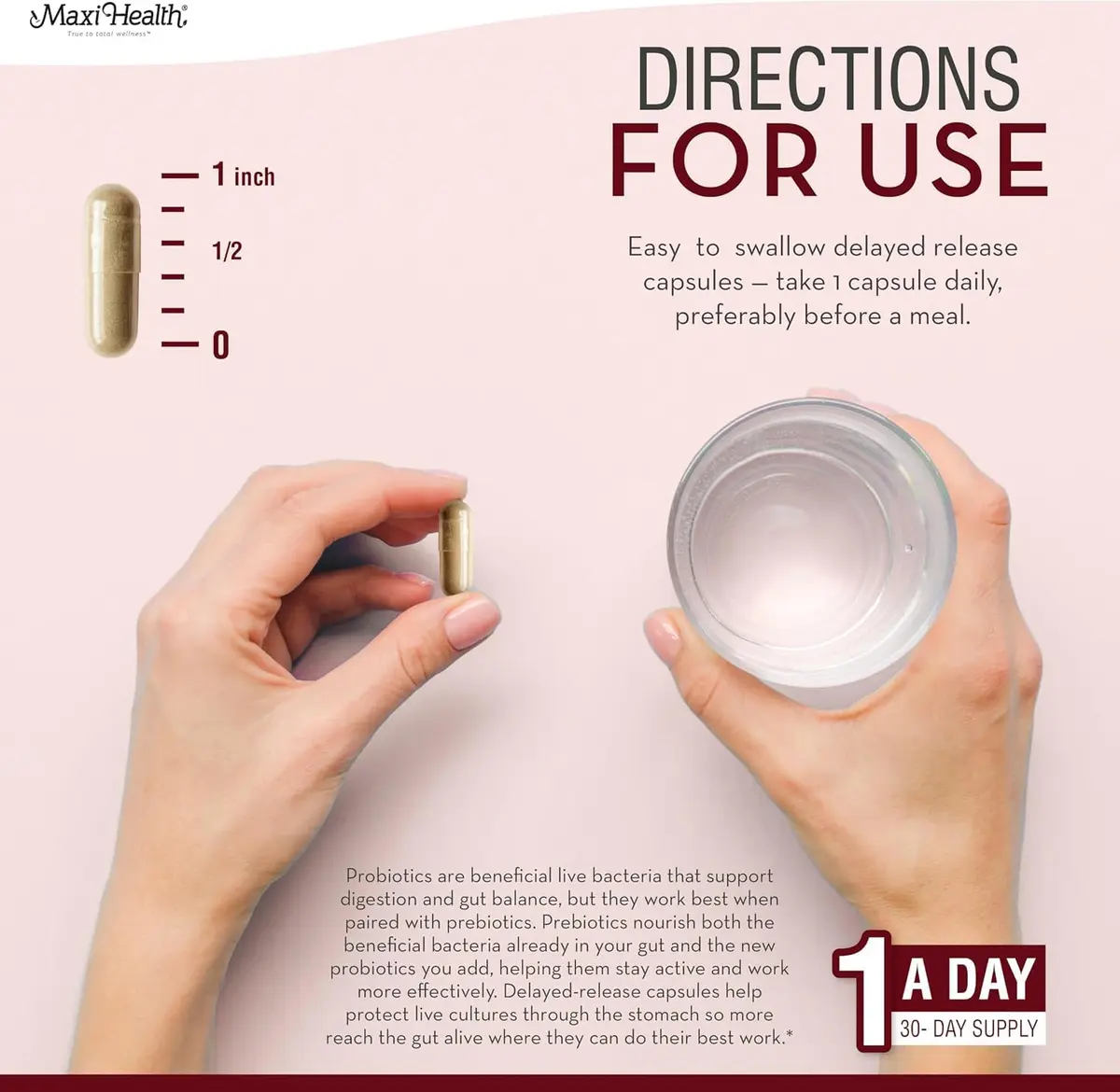 Maxi Health Probiotics 20 Billion CFU with Prebiotics | 30 Capsules | Supports Digestive & Gut Health - view 5
