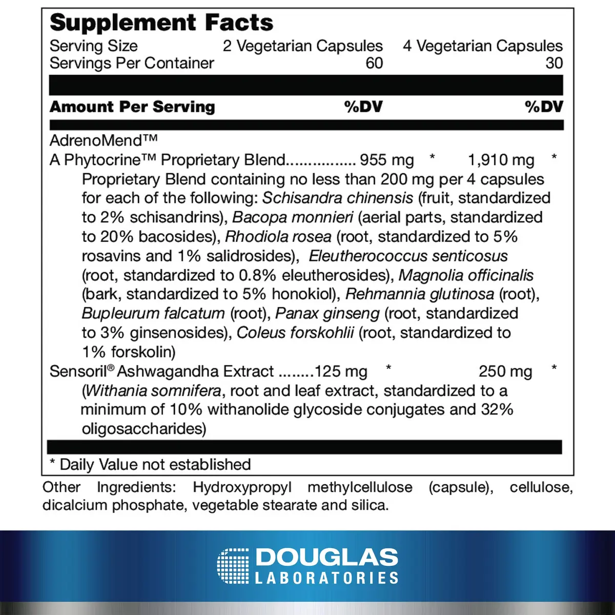 Douglas Laboratories AdrenoMend - Rhodiola Herbal Supplement - Adrenal Support - with Ashwagandha, Bacopa Monnieri, & Other Adaptogens - Non-GMO - 120 Vegetarian Capsules | Stress & Adrenal Support - view 2