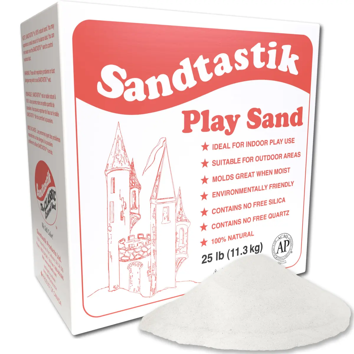 Sandtastik Sparkling White Play Sand, 25 lb (11.3 kg) | Natural, Non-Toxic Indoor & Outdoor Use - main product image