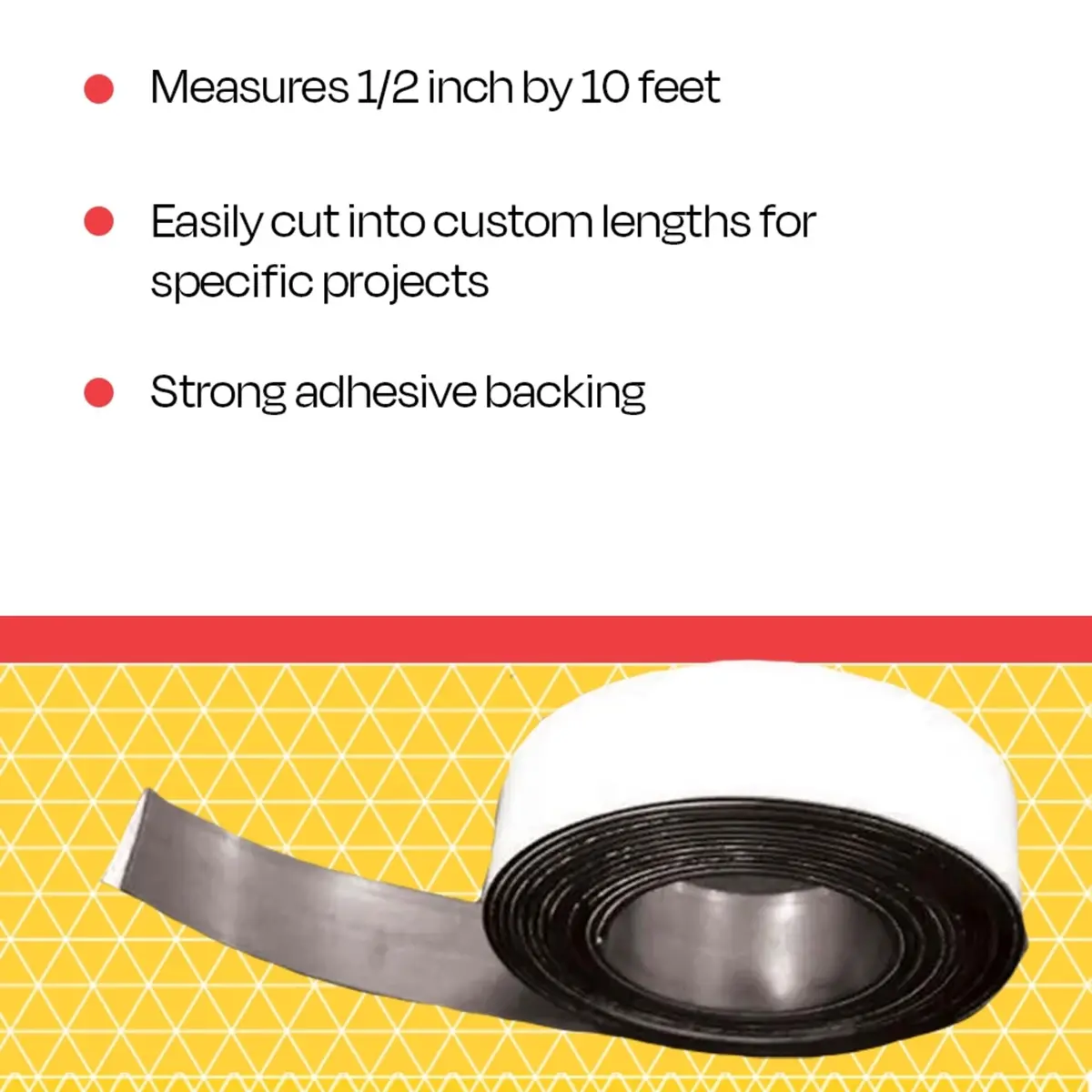 School Smart Magnetic Rubber Strip 1/2 in x 10 ft | Adhesive Backed Magnetic Tape for Surfaces - view 3