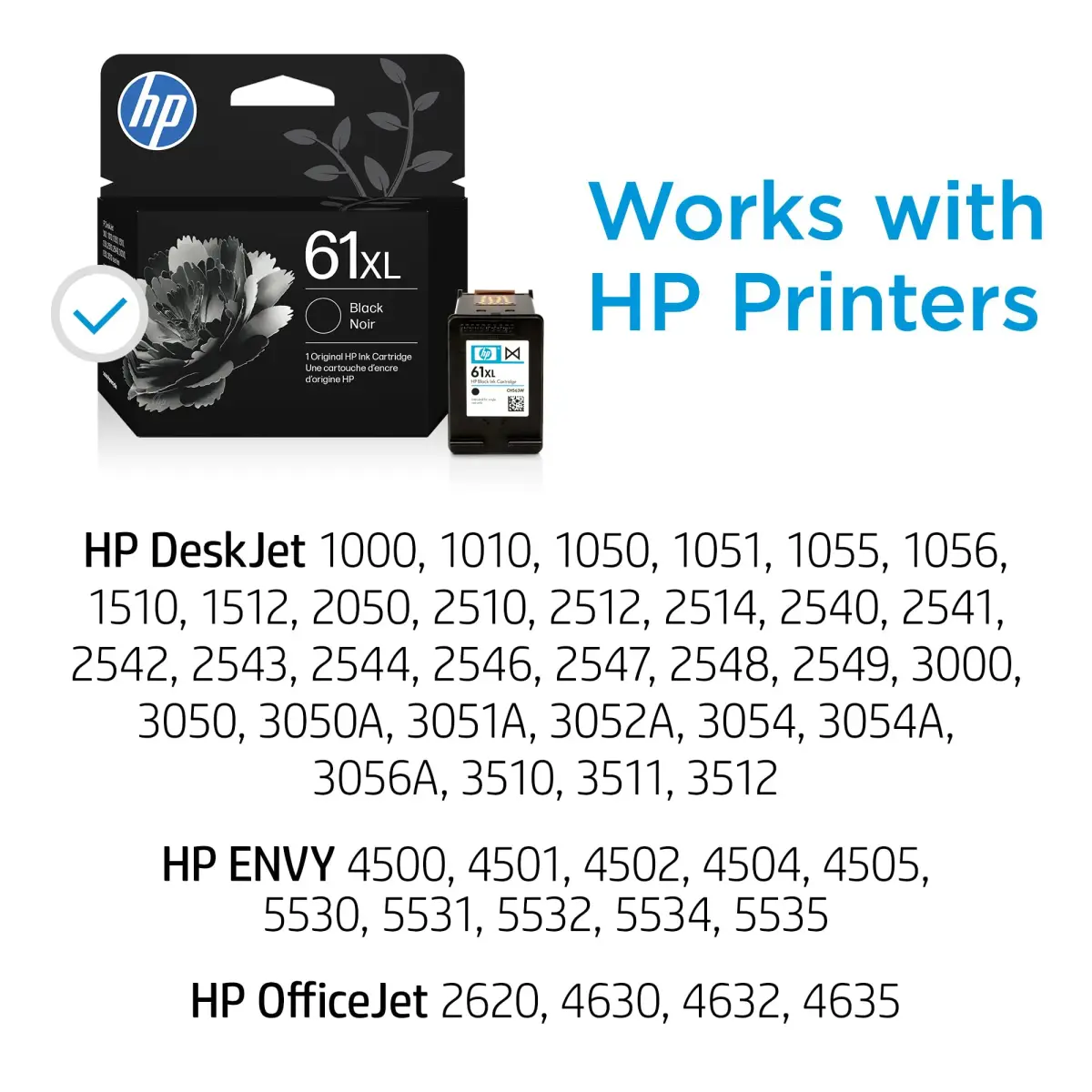 HP 61XL Black High-Yield Ink Cartridge | 430 Pages | Works with HP DeskJet, Envy, OfficeJet Printers - view 3