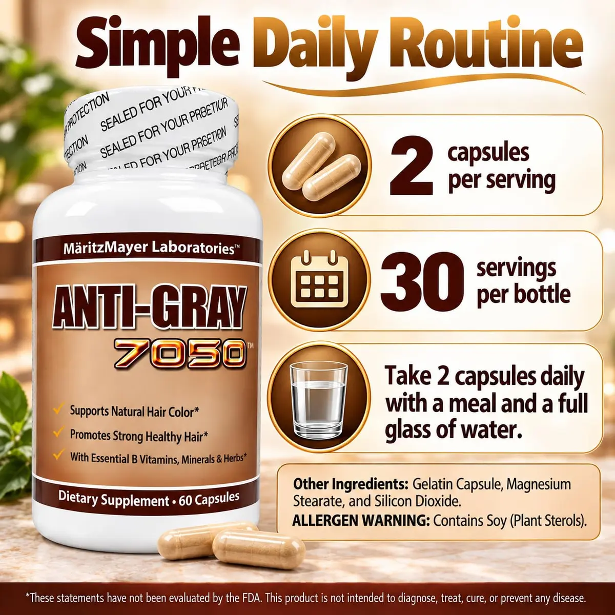 MÄRITZMAYER LABORATORIES Anti-gray 7050 Hair Capsules | Decrease Gray Hair & Restore Natural Color - view 5