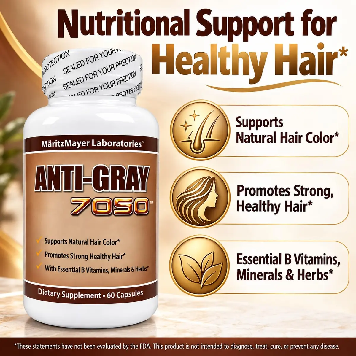 MÄRITZMAYER LABORATORIES Anti-gray 7050 Hair Capsules | Decrease Gray Hair & Restore Natural Color - view 2