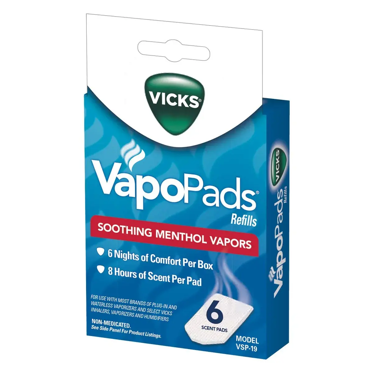 Vicks VapoPads Soothing Menthol Vapor Pads 6 Count (156 g) | Breathe Easier with 8 Hours of Comfort - main product image