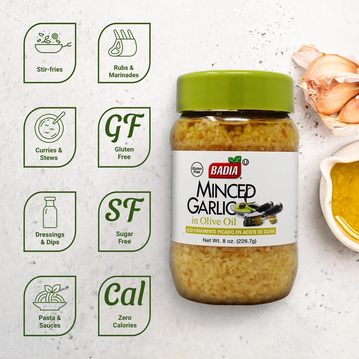 Badia Minced Garlic in Olive Oil 8 oz | Ready-to-Use, Rich Flavor, Perfect for Indian Kitchens - view 2