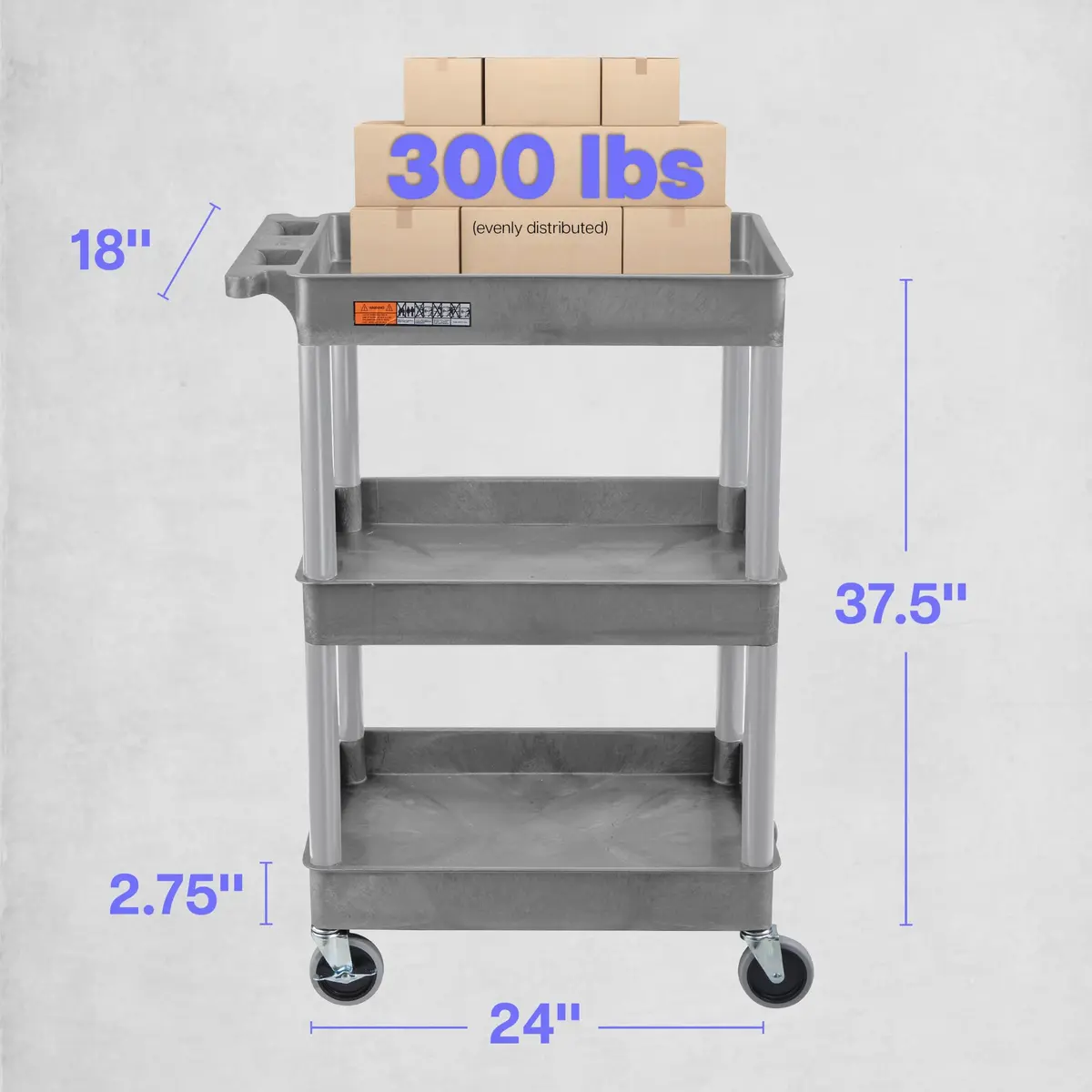 Luxor Tub Cart - Three Shelves | Heavy Duty Utility Cart for Office & Auto (70-120 chars) - view 5
