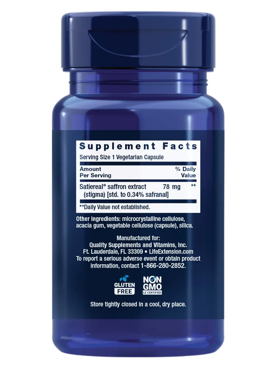 Life Extension Optimized Saffron 60 Capsules | Appetite Support, Non-GMO & Gluten-Free - view 2