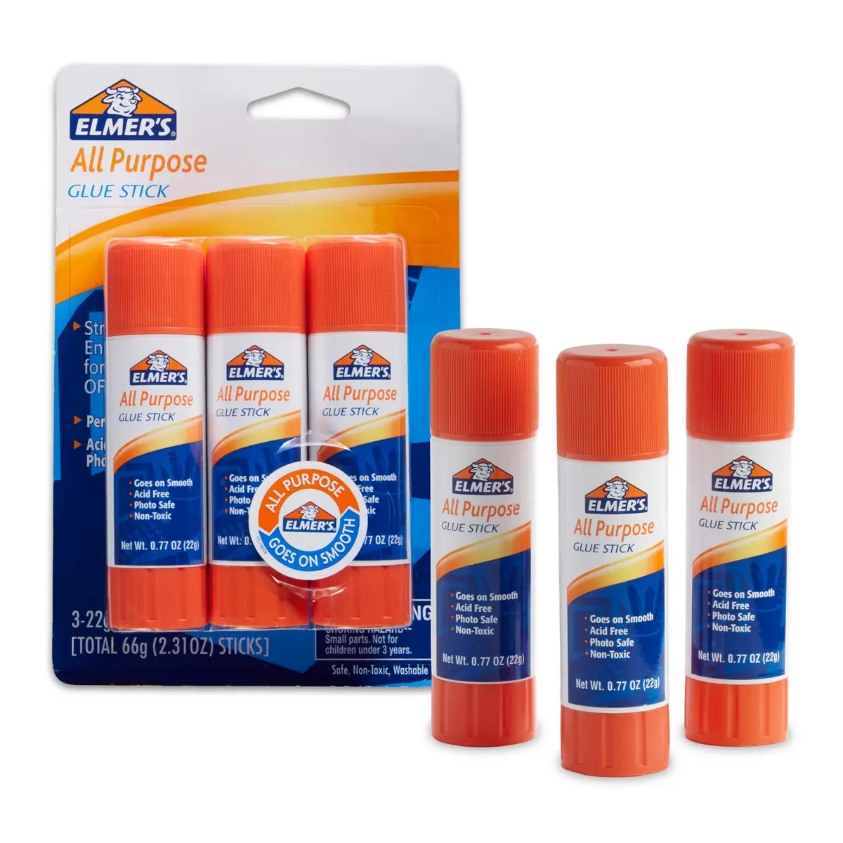 Elmer's All Purpose Glue Sticks, Washable & Non-Toxic, 22g (0.77oz) | Dries Clear, Safe for Kids - main product image
