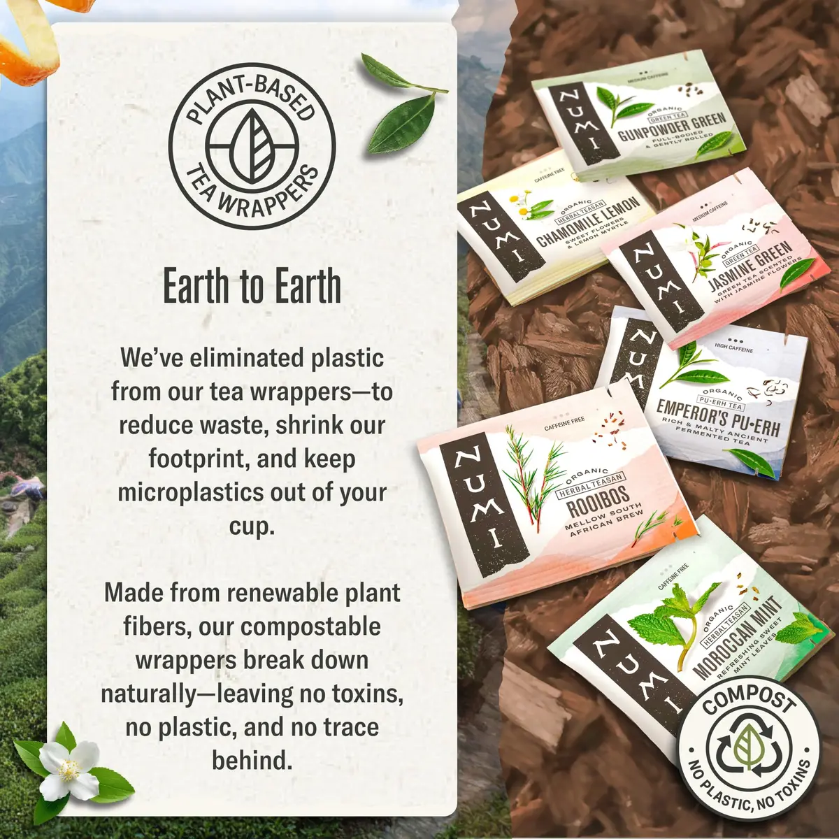 Numi Organic Rooibos Tea, 54 Herbal Tea Bags | Caffeine Free, Organic, Earthy Flavor - view 6