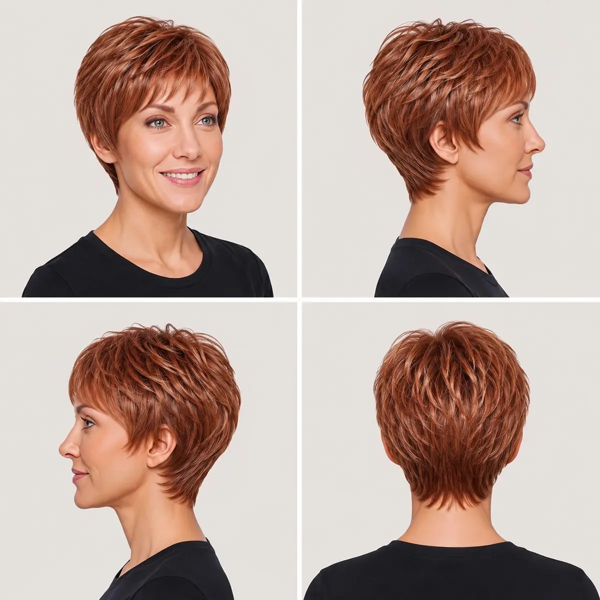 hairuwear Raquel Welch Pixie Cut Short Red Wig, Glazed Fire | Lightweight, Wavy, Ready to Wear - view 4