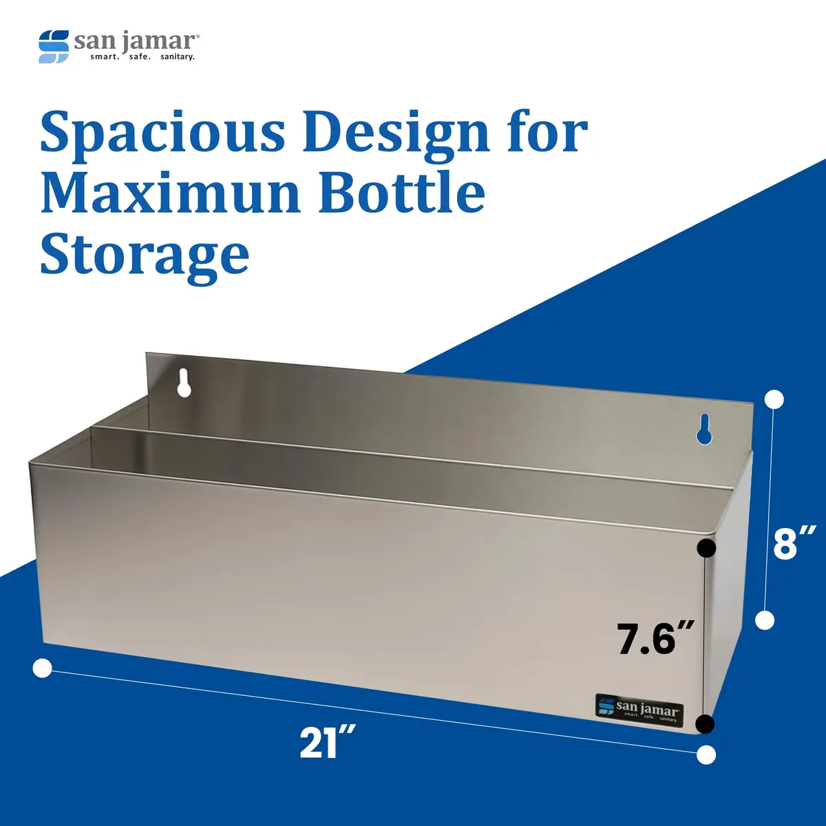 San Jamar B5522D Double Rail Speed Rack Bottle Holder 56.1cm (22.3" W x 8.5" H x 9.7" D) | Organizes 10 Quart Bottles - view 5