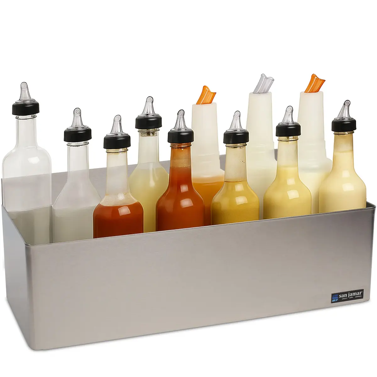 San Jamar B5522D Double Rail Speed Rack Bottle Holder 56.1cm (22.3" W x 8.5" H x 9.7" D) | Organizes 10 Quart Bottles - view 2
