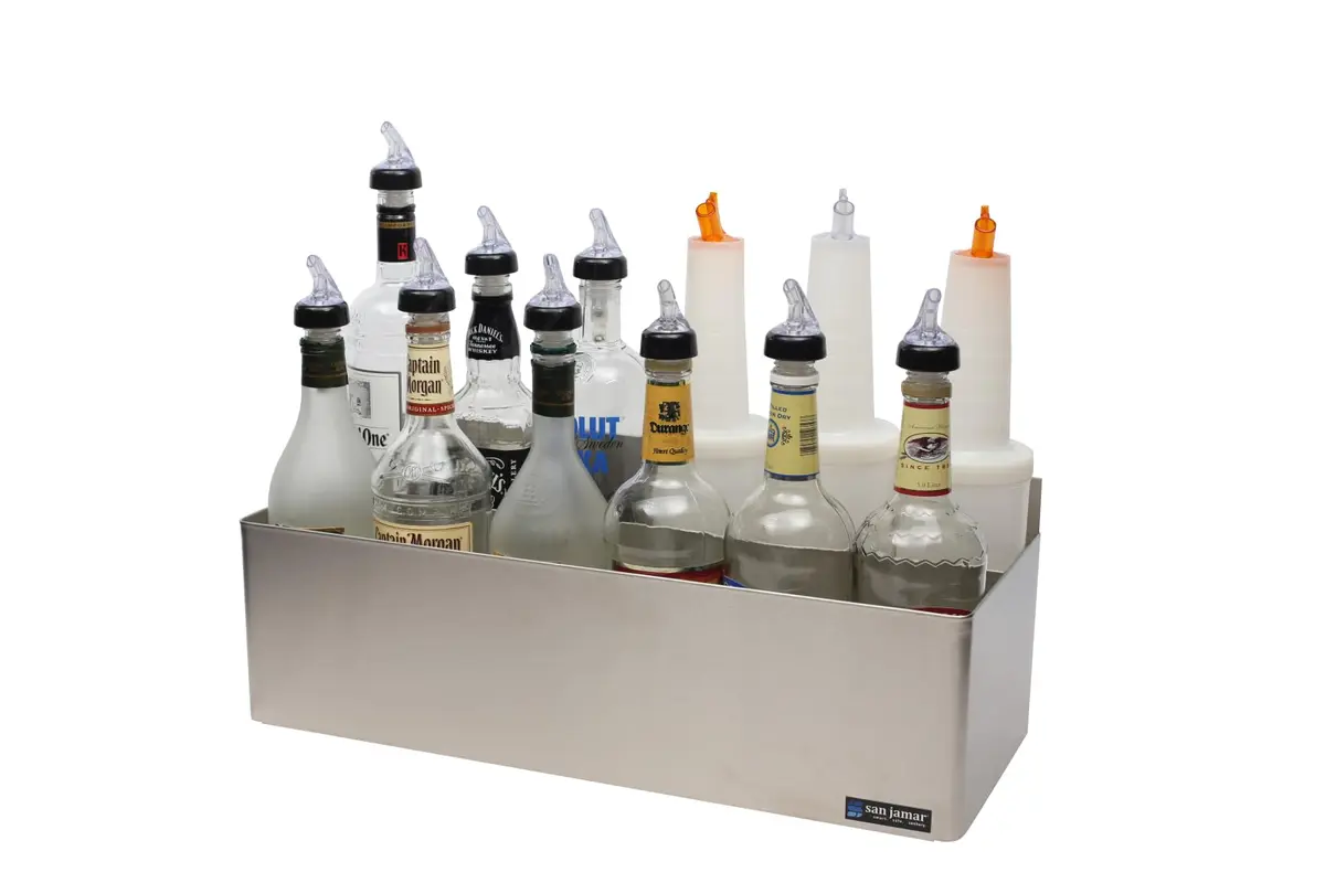San Jamar B5522D Double Rail Speed Rack Bottle Holder 56.1cm (22.3" W x 8.5" H x 9.7" D) | Organizes 10 Quart Bottles - view 3