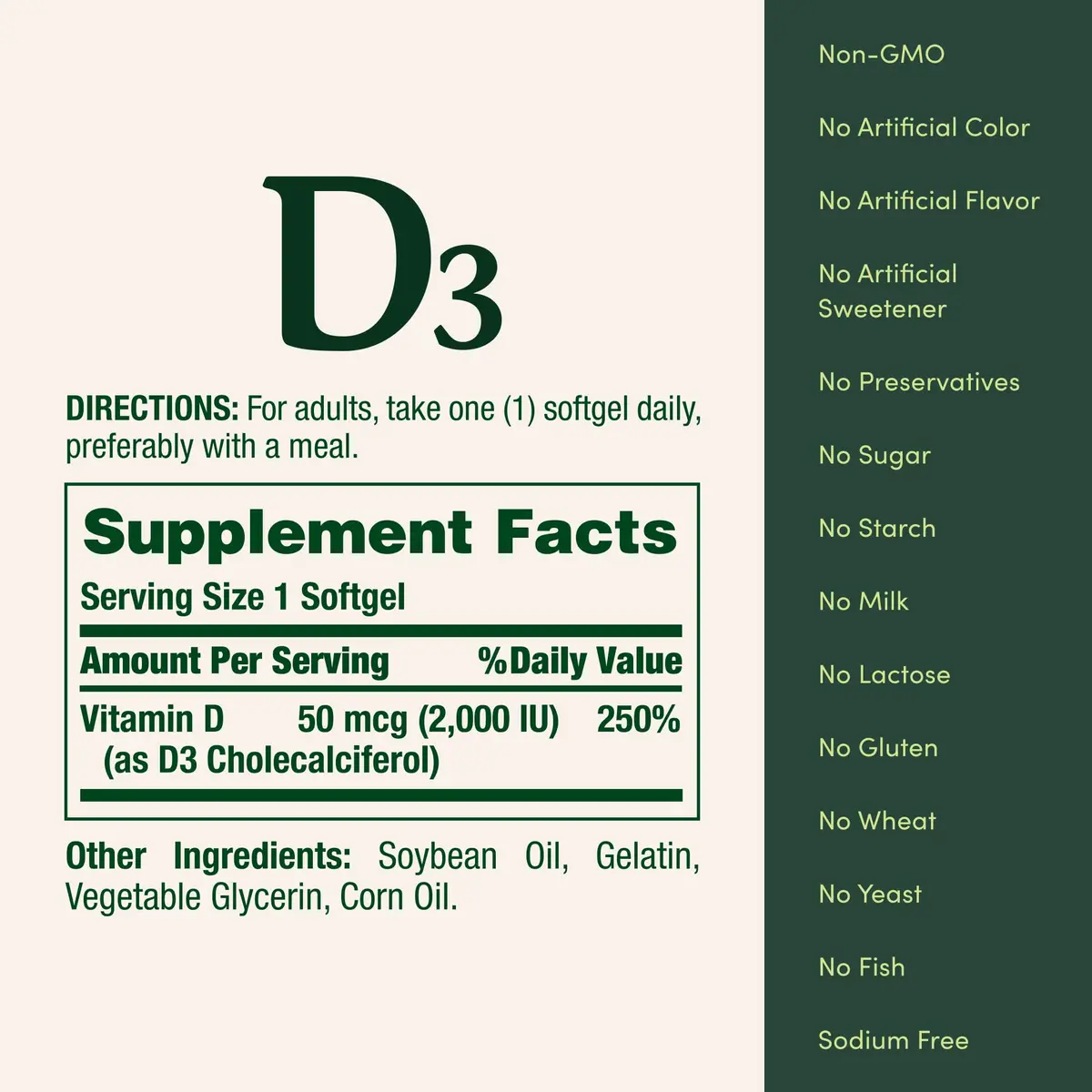 Nature's Bounty Vitamin D3 2000 IU | Immune & Bone Support, 240 Softgels - view 5
