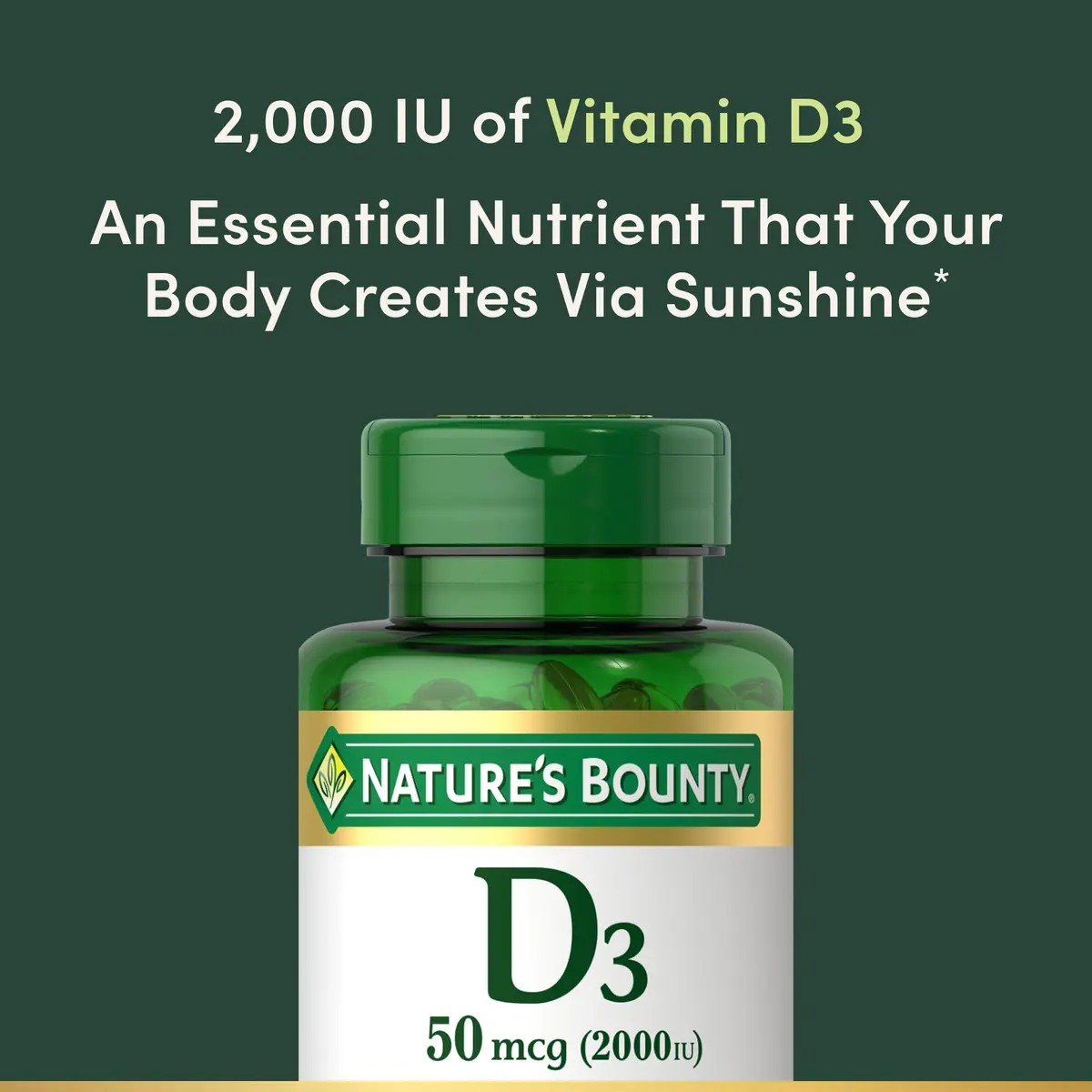 Nature's Bounty Vitamin D3 2000 IU | Immune & Bone Support, 240 Softgels - view 3