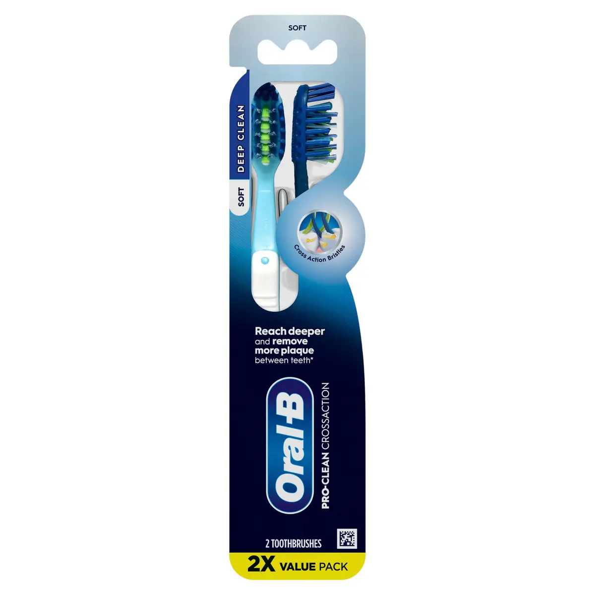 Oral-B Pro Health CrossAction Plaque Removal Toothbrushes 2 Pack | Soft Bristles Deep Reach in Tight Spaces - view 7