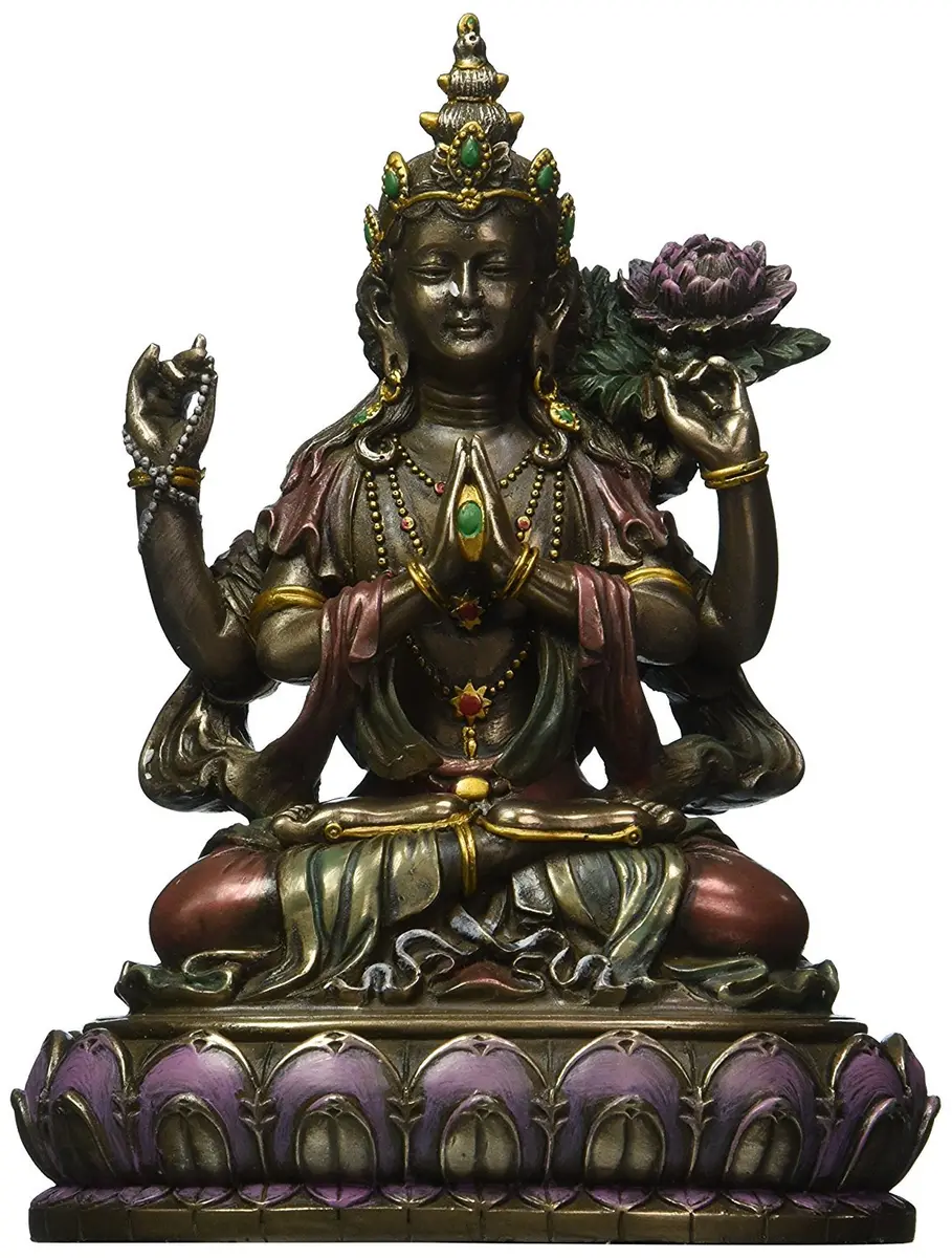 SUMMIT COLLECTION Buddhist Avalokiteshvara Kuan Yin Statue | Resin Figurine for Home Decor (16.51cm x 11.43cm x 7.62cm) - main product image