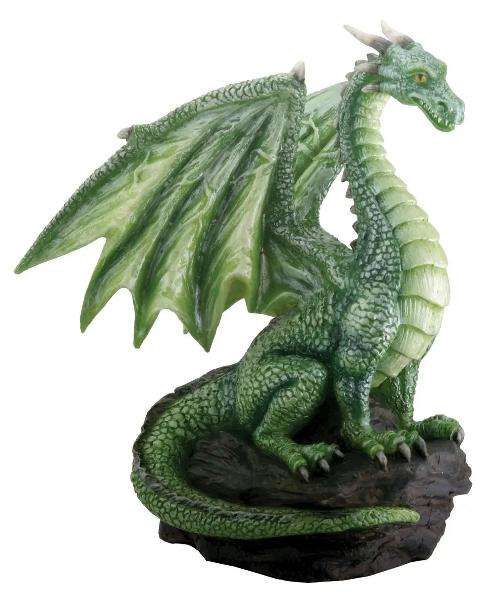 SUMMIT COLLECTION Green Dragon on Rock Fantasy Figurine 8.89 cm (3.5") | Hand-Painted Medieval Decor - main product image