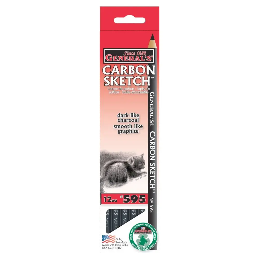 General's Carbon Sketch Pencil, 4B Lead, Round Barrel, 12 Count | True Black, Non-Crumble, No Shine - main product image
