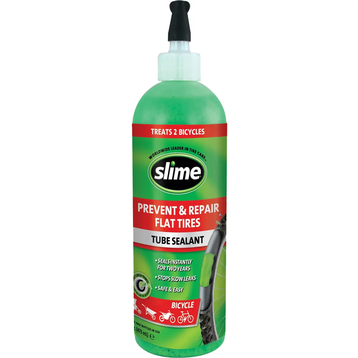 Slime 10056W Bike Tube Sealant 473ml (16 fl oz) | Prevents and Seals Punctures Up to 3mm - main product image