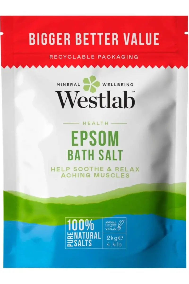 Westlab Epsom Bath Salts 2kg (4.4 lb) | Pharmaceutical Grade for Muscle Relief - main product image