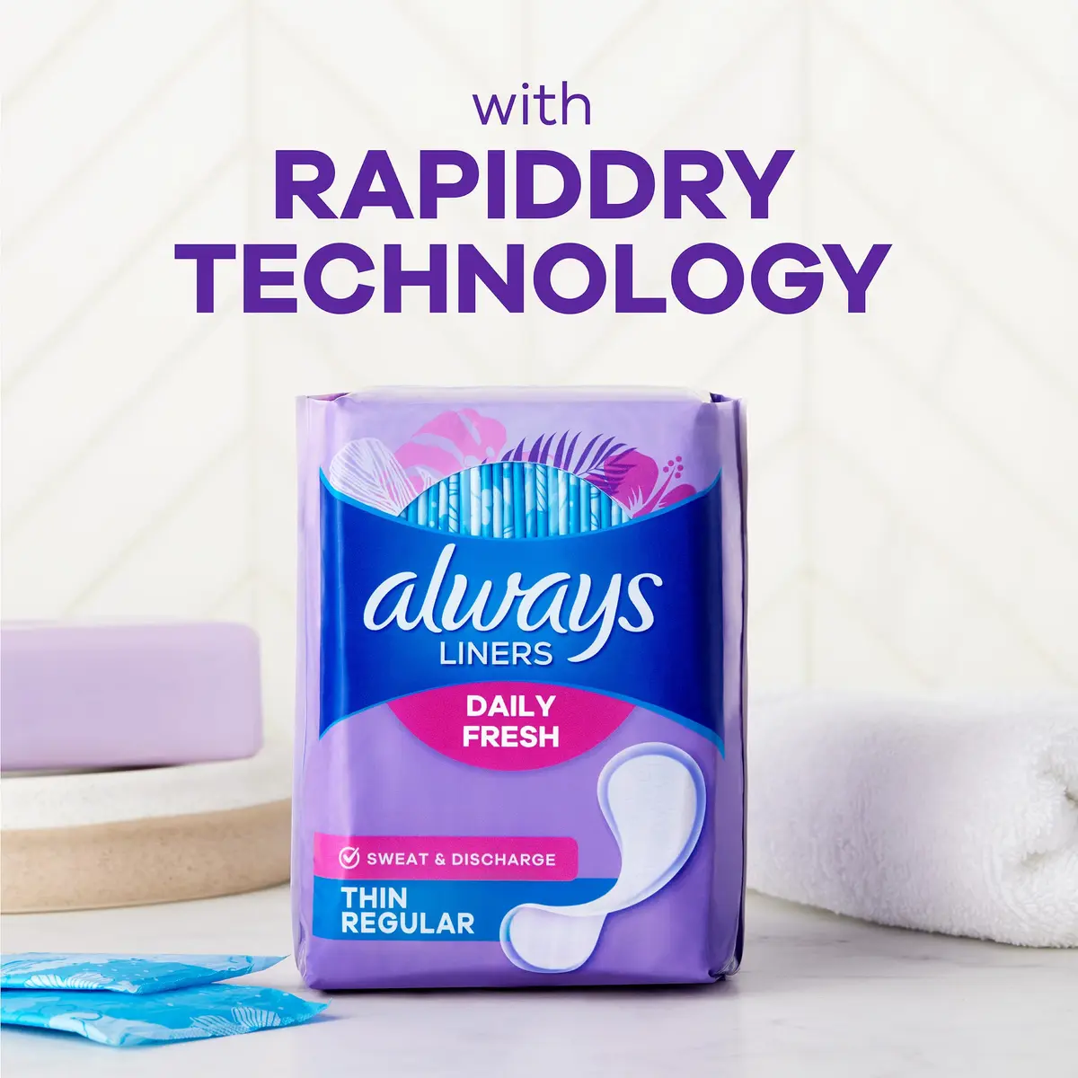 Always Panty Liners for Women Thin No Feel Protection Daily Liners Regular Unscented 162 Count | Breathable, Discreet, Light Absorbency - view 5