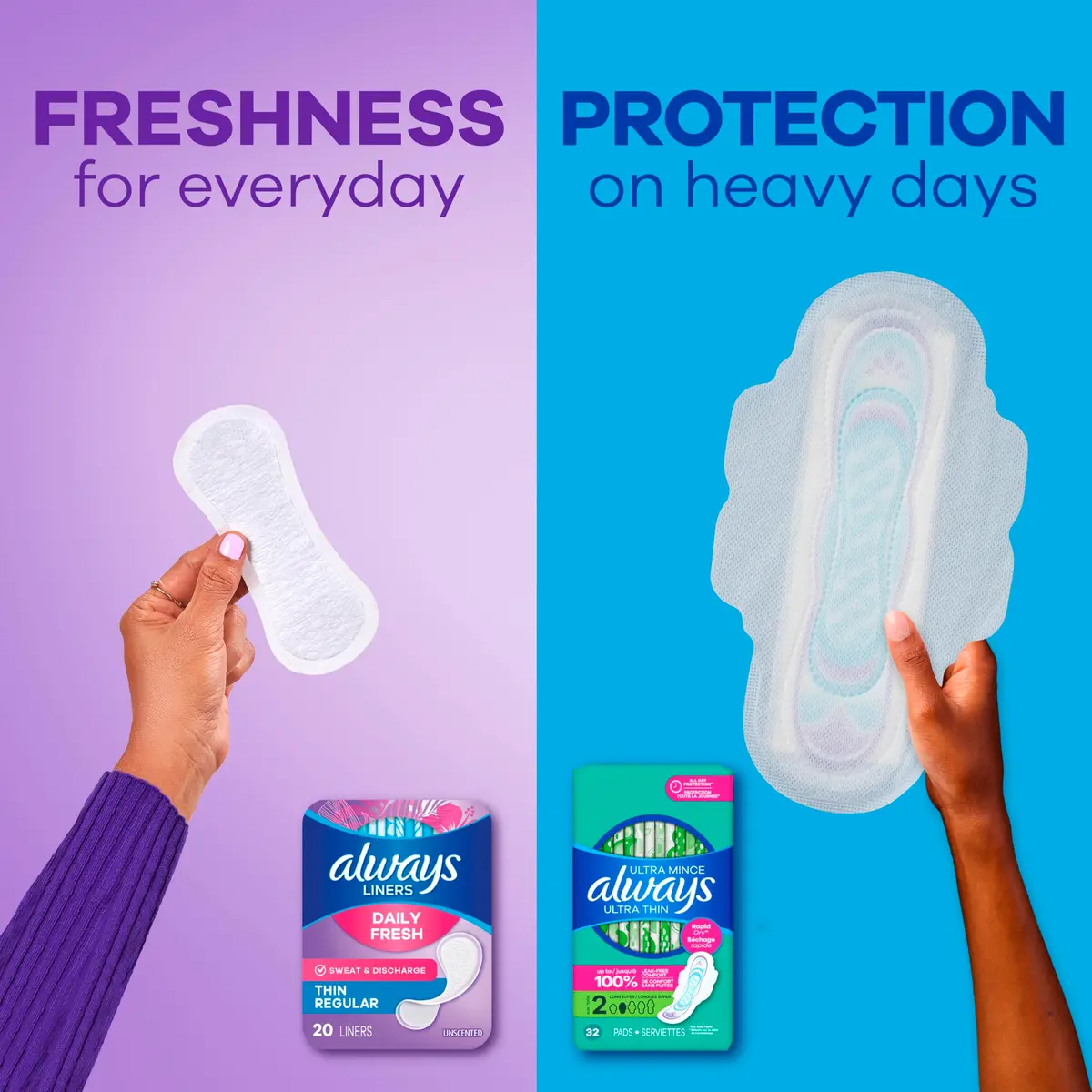 Always Panty Liners for Women Thin No Feel Protection Daily Liners Regular Unscented 162 Count | Breathable, Discreet, Light Absorbency - view 6