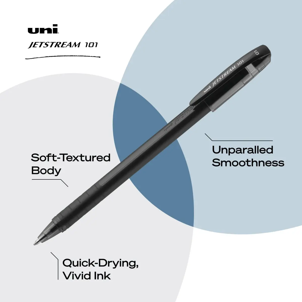 Uni-Ball Jetstream 101 Ballpoint Pens, Medium Point (1.0mm), Black, 12 Pack | Smooth Hybrid Ink, Smudge-Resistant - view 5
