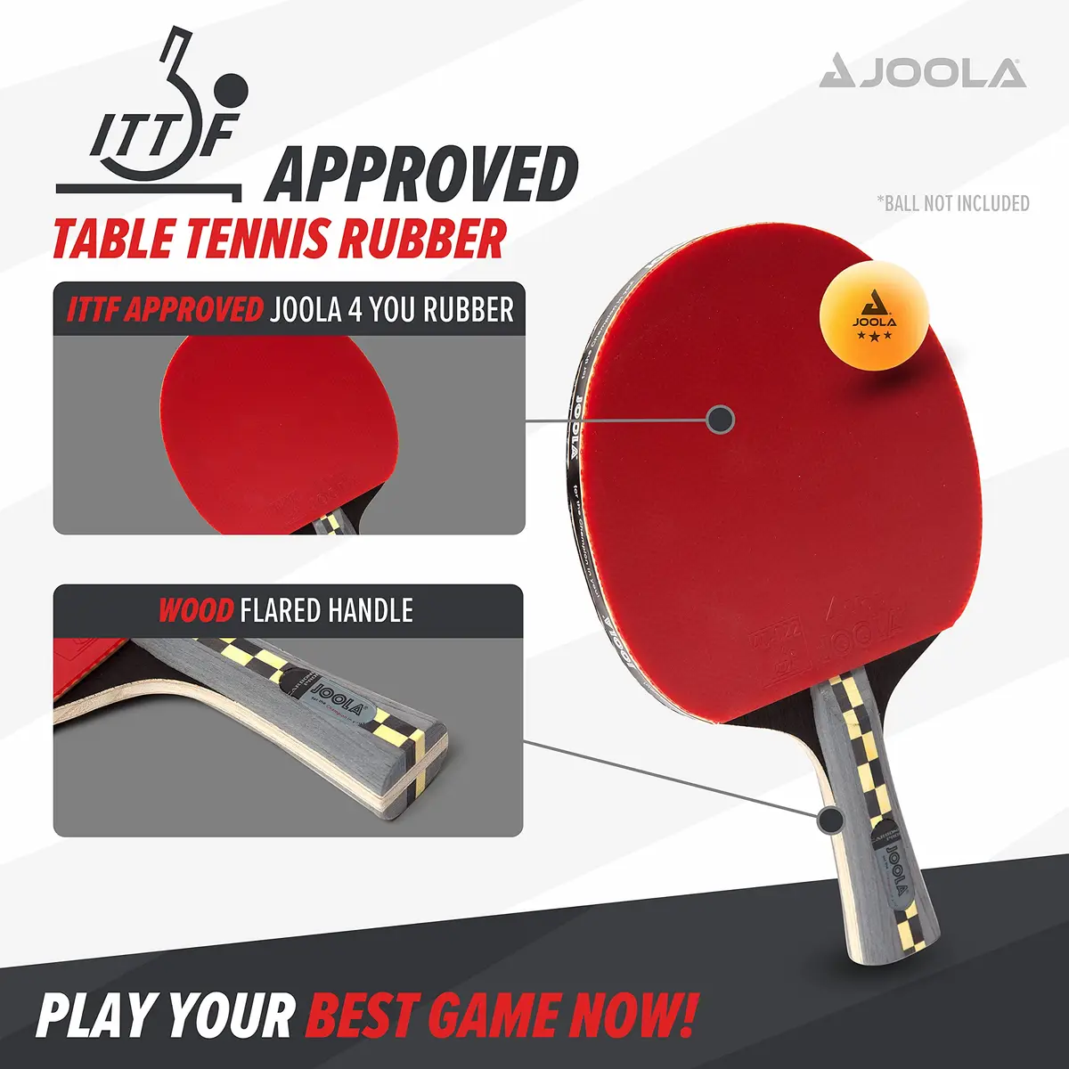JOOLA Carbon Pro Professional Ping Pong Paddle - Racket with Carbonwood Technology & Red/Black JOOLA 4 You Rubber - Table Tennis Racket Designed for Speed (150g) - view 2