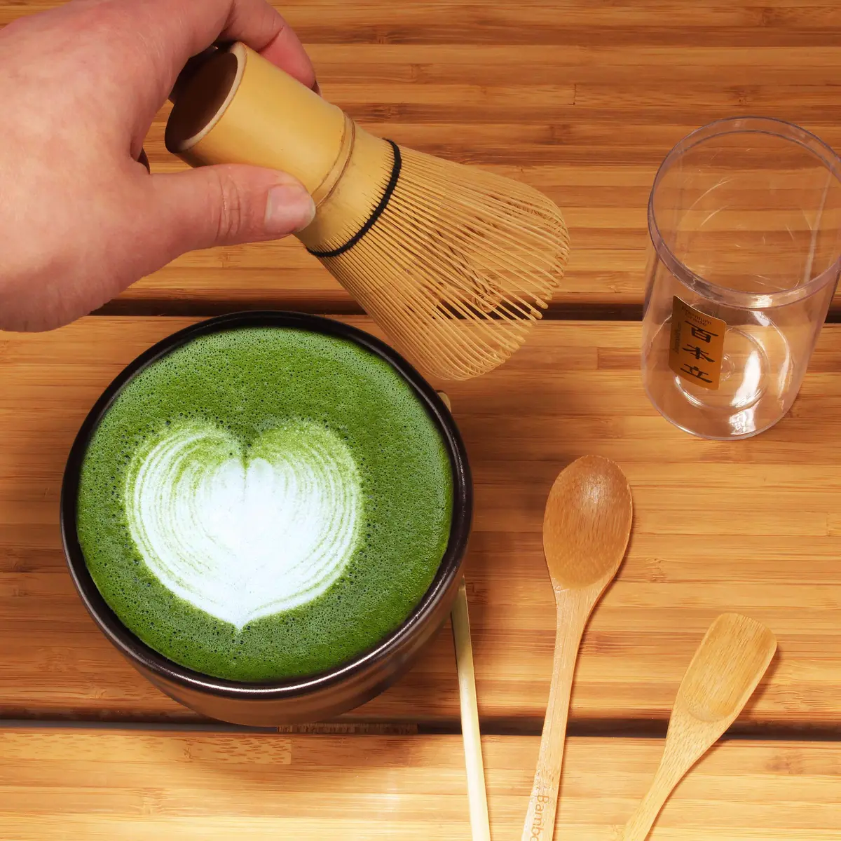 BambooMN Matcha Whisk Set - Golden Chasen (Tea Whisk), Chashaku (Hooked Bamboo Scoop), Deep Scoop, Tea Spoon - 2 Sets | Traditional Japanese Tea Utensils - view 3