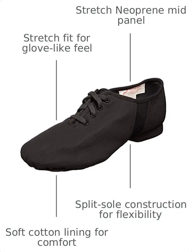 Sansha Tivoli Lace-Up Leather Jazz Shoe,Black,14 M US Women | Low Heel, Neoprene & Leather, Athletic Dance Shoe - view 3