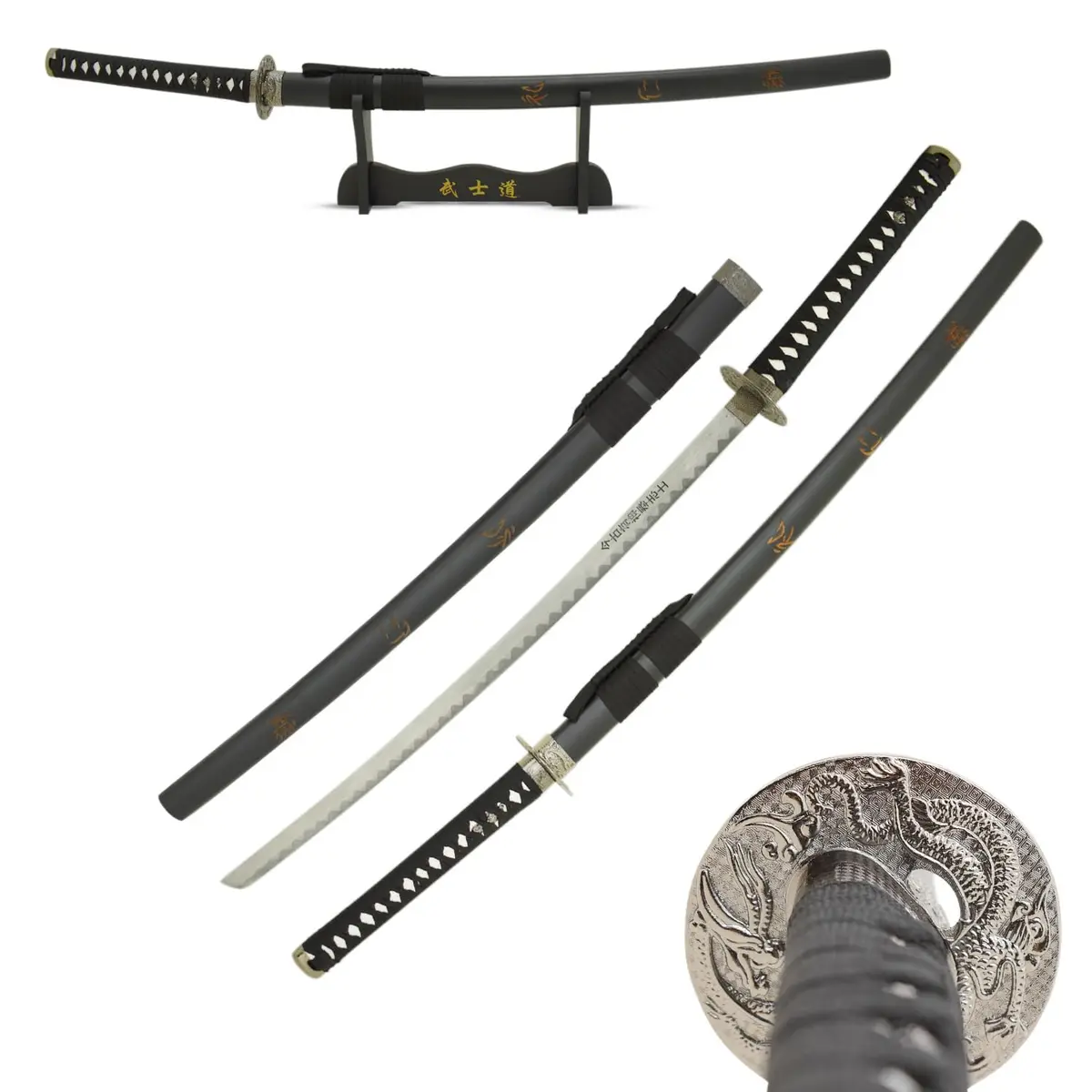 MASTER USA Hand Carved Katana Sword with Samurai Bushido Code on Scabbard, 1045 Steel, 41.5 Inches Overall - main product image
