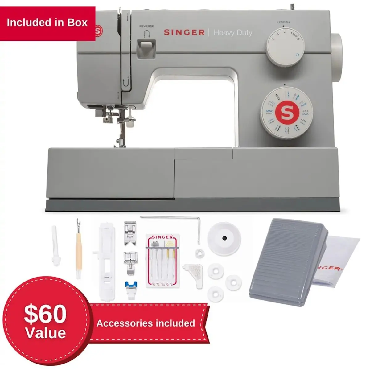 SINGER 4423 Heavy Duty Sewing Machine with Accessory Kit | 97 Stitch Applications, 50% More Power, Heavy Metal Frame - view 2