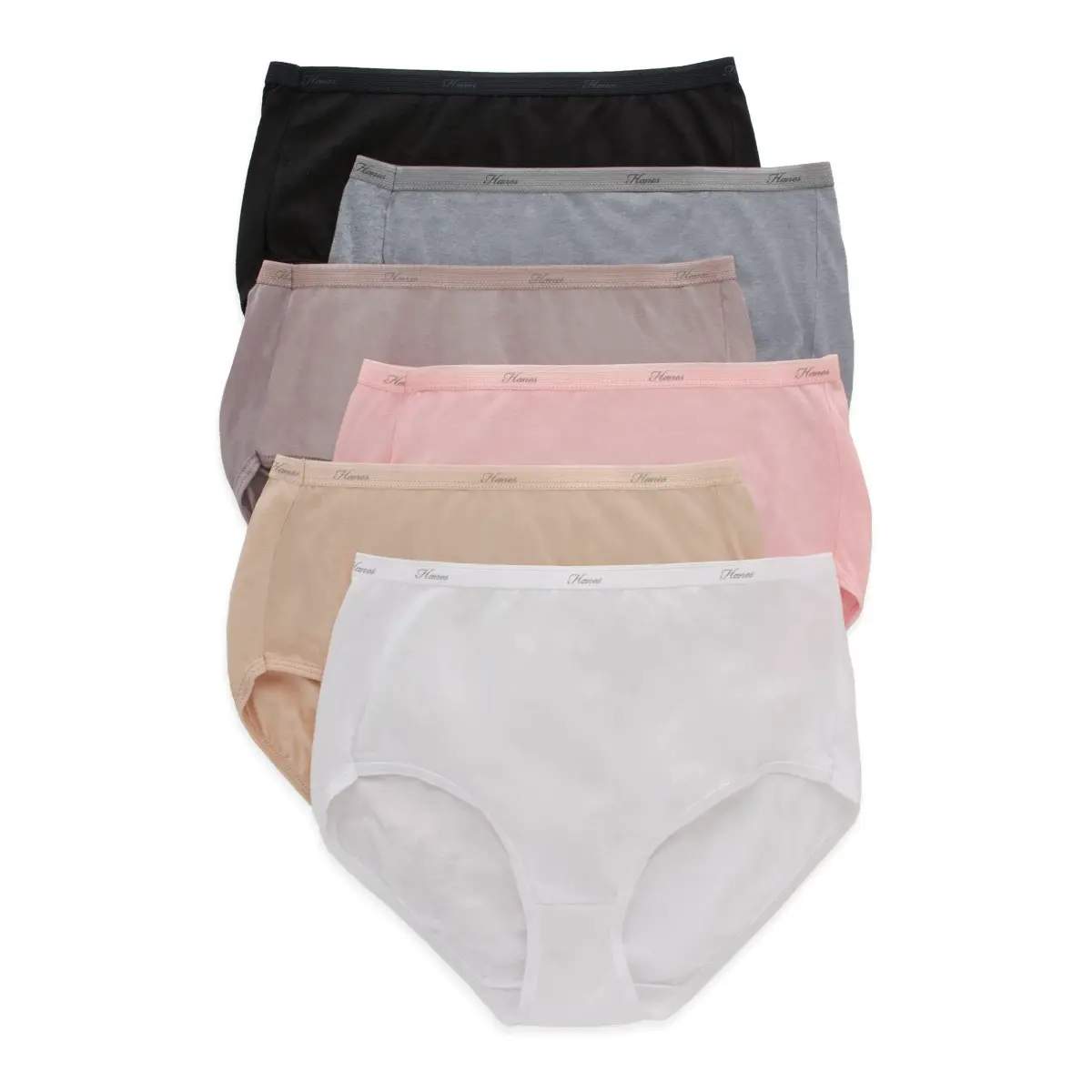 Hanes Women's Cotton Brief Panties 6-Pack, Size 10 | Moisture-Wicking Full Coverage - main product image