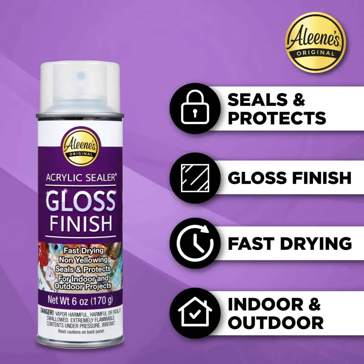 Aleene's Spray Acrylic Sealer Gloss Clear Finish 177ml (6 fl oz) | Protects Crafts and Art Projects - main product image