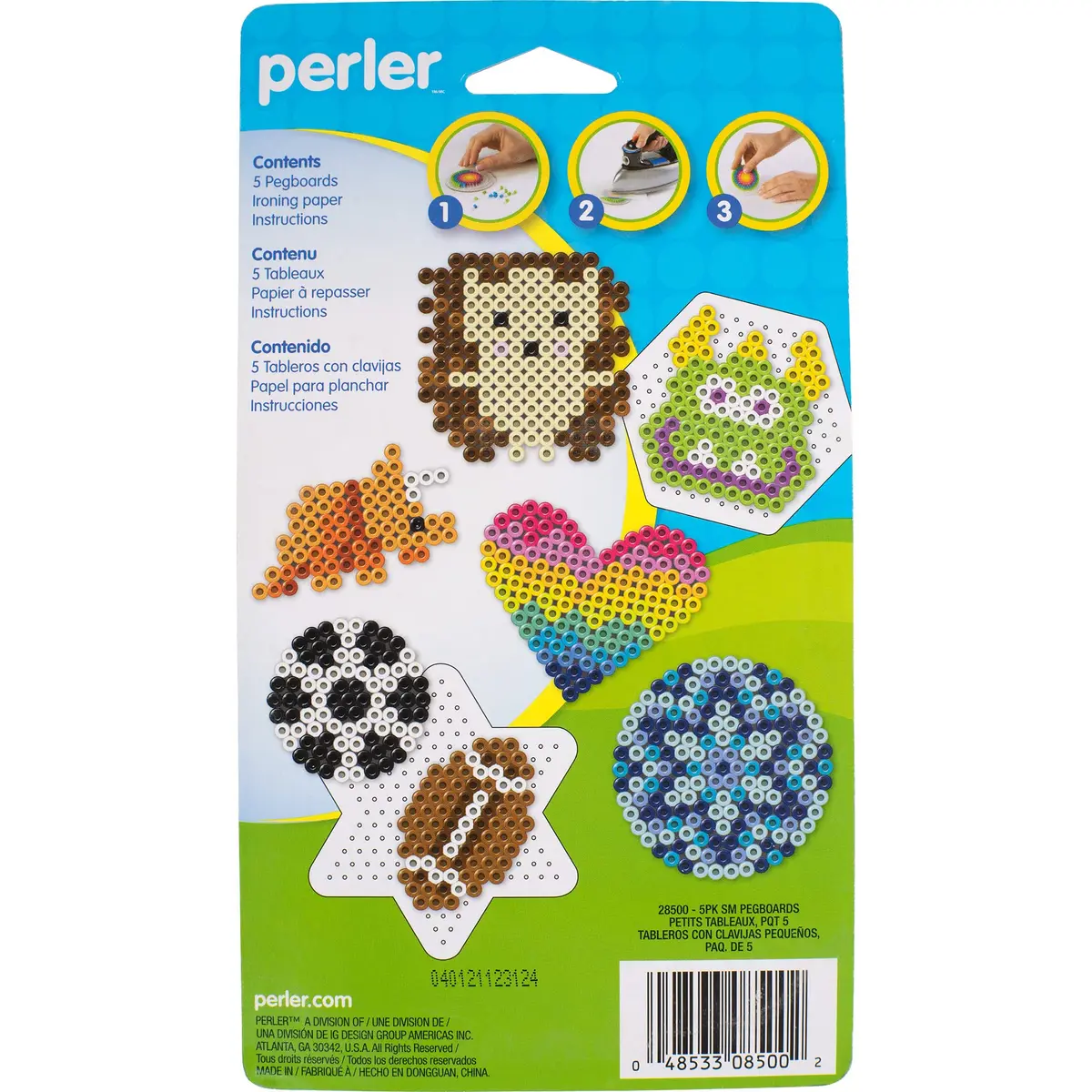 Perler Beads Small Fun Shaped Pegboards 5 Pack | Reusable Plastic Shapes for Creative Crafts - view 2